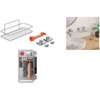 Metaltex Reflex Luxy Vacuum-Fix væghylde sølv 1-plan 403329000