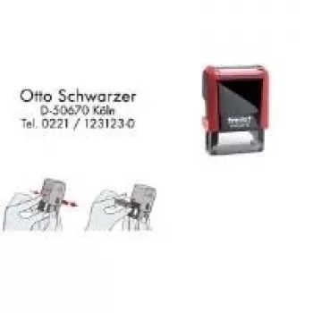 Trodat Printy 4910 4.0 Automatisk selvfarver tekststempel, 3 linjer, sort 53536