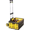 Stanley SXWTD-509 foldbar håndvogn og 25 kg foldbar kurv sæt, 60 kg bæreevne, aluminium, sort/gul