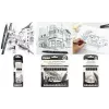 PentelArts Permanent fineliner Pointliner 8-dele sæt, sort, 0,03 mm til 0,8 mm + pensel YS20P-8