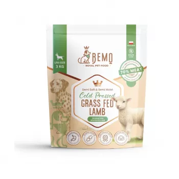 BEMO koldpresset lam fra græsning - tørfoder til hunde - 3kg
