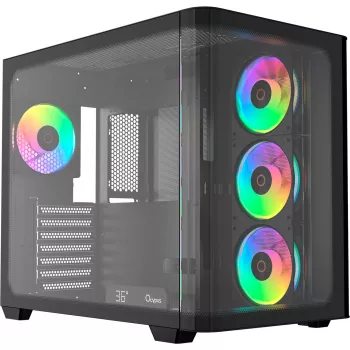 Ocypus Iota C70 Curve ARGB Digital sort mid-tower kabinet, 270° panorama-hærdet glas