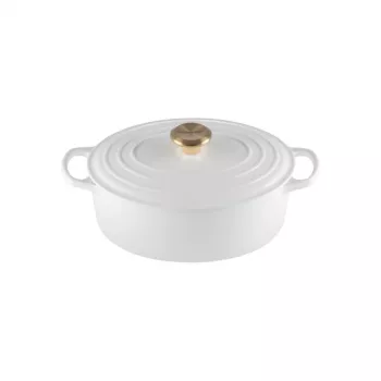 LE CREUSET emaljeret støbejerns oval gryde 27 cm 4,1 L hvid