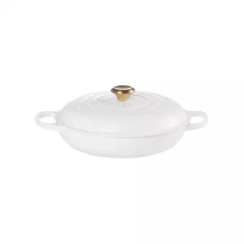 LE CREUSET flad støbejerns-bradepande 30 cm 3,5L hvid