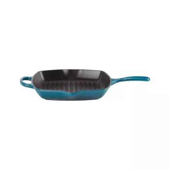 Le Creuset støbejerns firkantet grillpande 26x26 cm blå
