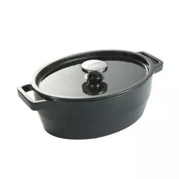 Pyrex støbejerns braiserpande oval 5,8L grå 33x25 cm