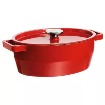 Pyrex støbejerns braiserpande oval 5,8L rød 33x25 cm
