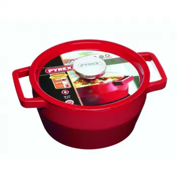 Pyrex støbejernsgryde 3,6L rund Ø24 cm rød