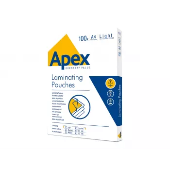 Fellowes Apex A4 lamineringslommer til let brug, blank, 80 mikron, 100-pak