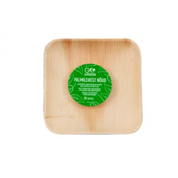 GoGreen arekapalmebladstallerkener 15x15 cm firkantet 10-pak naturlig engangs