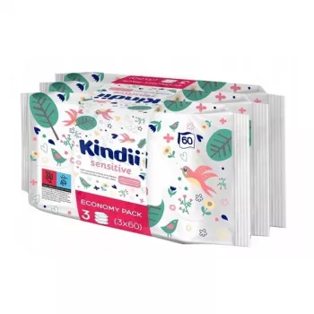 Kindii Sensitive baby vådservietter sæt 3x60 stk.