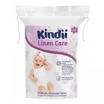 Kindii Linen Care vatpads til babyer, hypoallergen, dermatologisk testet, 50 stk.