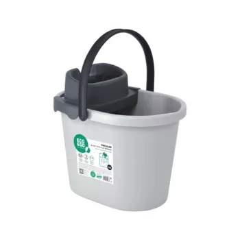 ECO EGO oval spand med flad trykknap-vride, 10 L, grå/grøn, polypropylen