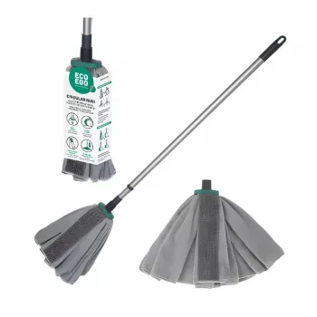 Mikrofiber-moppehoved med teleskopstang Eco Ego CIRCULAR RUBI