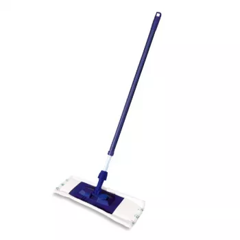 YORK Smart Flat Mop Brush 45x15 cm med teleskopskaft 74-130 cm, mikrofiber, grå/blå