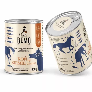 BEMO hest med hørfrø Mono vådfoder til hunde - 800g