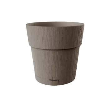 STEFANPLAST Ethica blomsterpotte med underskål, 25x25 cm, brun, 8,5 L, genbrugsplast
