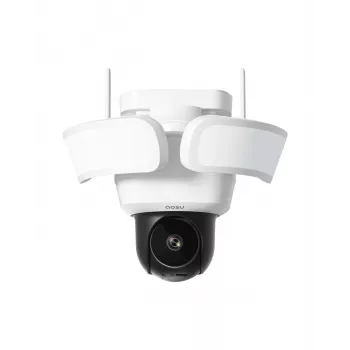 AOSU Smart Security Floodlight Cam Pro 2K QHD kablet udendørskamera med 2400lm projektør, AI-genkendelse, IP65