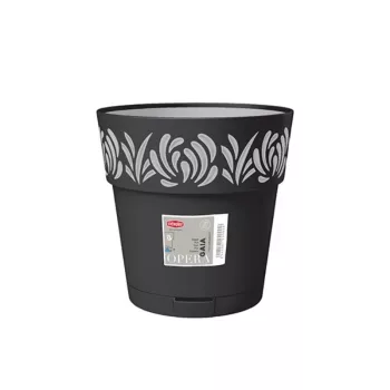 STEFANPLAST Gaia blomsterpotte med underskål Ø25x25cm sort