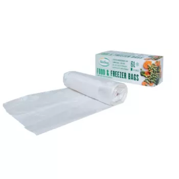 BioBag 6L komposterbare fryseposer til mad, 20 perforerede poser pr. rulle, 24 x 50 cm, 18 mikron, transparent