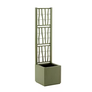 STEFANPLAST Ethica firkantet blomsterkasse med espalier 36x36x140 cm grøn