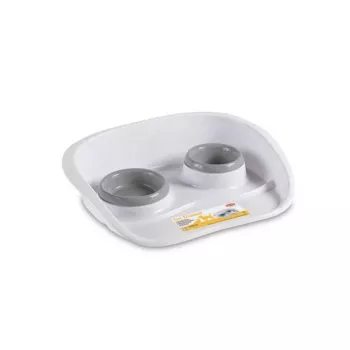 STEFANPLAST Dinner Kæledyrs-foderskål-sæt, 2 skåle (0,25 L + 0,35 L), grå, 46 x 35 x 11 cm