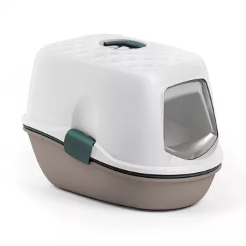 STEFANPLAST Furba Top Chic lukket kattebakke, hvid/lysegrå, 58,5x39,4x42,7 cm