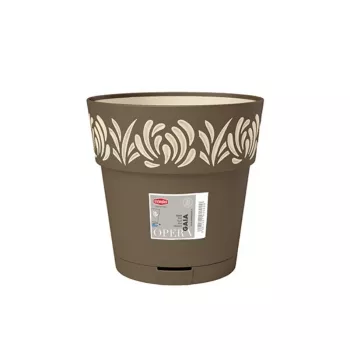 STEFANPLAST Gaia rund blomsterpotte med underskål, brun, Ø25 x 25 cm