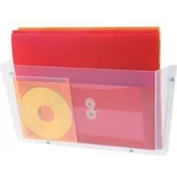 deflecto DocuPocket Wall Brochure Holder, DIN A4 Landscape, Shatterproof Crystal Clear Plastic, 1 Piece (63201)