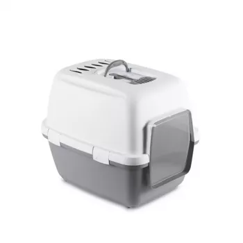 STEFANPLAST Cathy Comfort Lukket kattebakke 58x45x48 cm hvid/grå