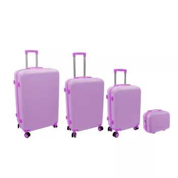 ORDINETT 4-delt hård kuffertsæt 98L/60L/43L/15L pink