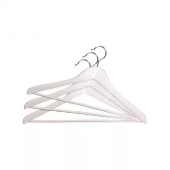 ORDINETT bøjler af træ 3-pak, hvid, 45 cm, forkromet drejekrog, buksestang