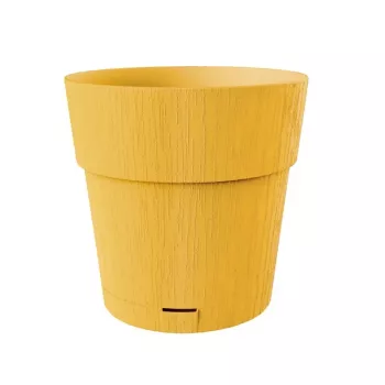 STEFANPLAST Ethica rund urtepotte med underskål, 25 cm, sennepsgul