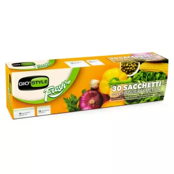 GIOSTYLE lufttætte fødevareposer 30 stk. (15 stk. 28,5x41 cm + 15 stk. 27x34 cm)