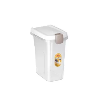 STEFANPLAST Opbevaringsbeholder til kæledyrsfoder 15L 6kg transparent/hvid 33x22x41cm