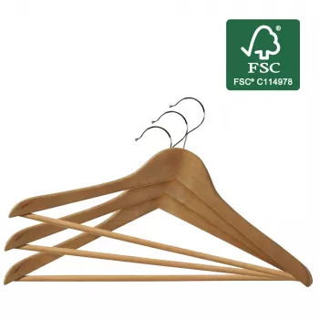 ORDINETT Wooden Clothes Hangers Set of 6, Beechwood, 44.5 cm, Natural Finish, Swivel Hooks