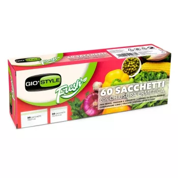 GIOSTYLE hermetiske fødevareposer 60 stk. (30 x 18x21 cm + 30 x 15x15,5 cm) - zip-lock, fryseegnet