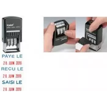 Trodat Printy Dater 4850L PAYÉ LE (FR) selvfarvestempel til dato, fransk, 24 x 24 mm, sort 4850/L2