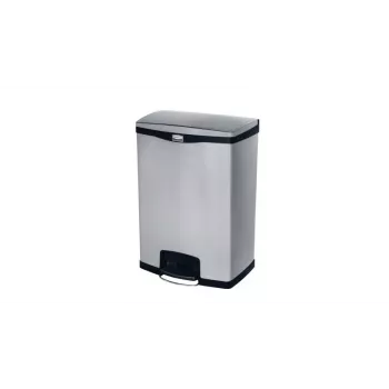 Rubbermaid Slim Jim 90L rustfri stål pedalskraldespand, sølv/sort, frontpedal 1901999