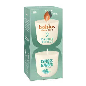 Bolsius CleanLight genopfyldningslys 2 stk. cypres & amber
