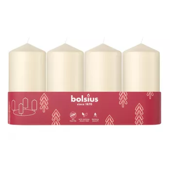 Bolsius lyscylinder 4 stk. Ø100x48 mm, creme