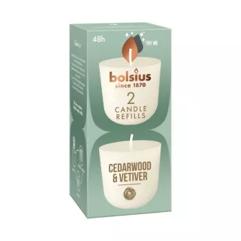 BOLSIUS Clean Light påfyldningslys 2 stk. cedertræ & vetiver