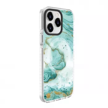 Evelatus Apple iPhone 15 Pro PC+TPU-cover med MagSafe – blå marmor