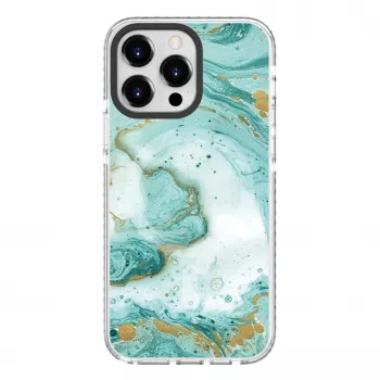 Evelatus Apple iPhone 15 Pro PC+TPU-cover med MagSafe – blå marmor