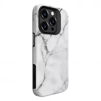Evelatus Armor-cover til Apple iPhone 15 Pro – TPU+PC hybrid, marmor hvid custom print