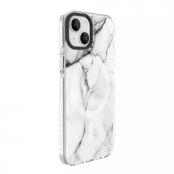 Evelatus Apple iPhone 15 PC+TPU-cover med MagSafe marmor hvid