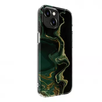 Evelatus Apple iPhone 15 PC marmor mørkegrøn cover