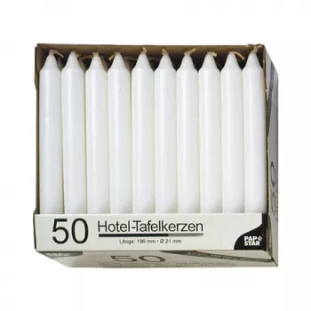 PAPSTAR stavlys hvid 196 mm højde 22 mm diameter, 100 stk., paraffin, 7 timers brændetid
