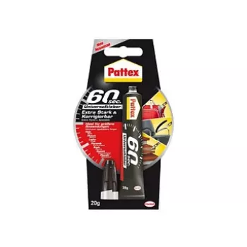 Pattex 60 sekunders universal-lim 20 g tube - transparent, FlexTec Polymer, hurtigklæbende til træ, metal, glas, keramik, læder, gummi, plast