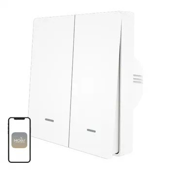 MOES ZS-B-EU2 ZigBee 2-kanals lysafbryder, uden nulleder, hvid